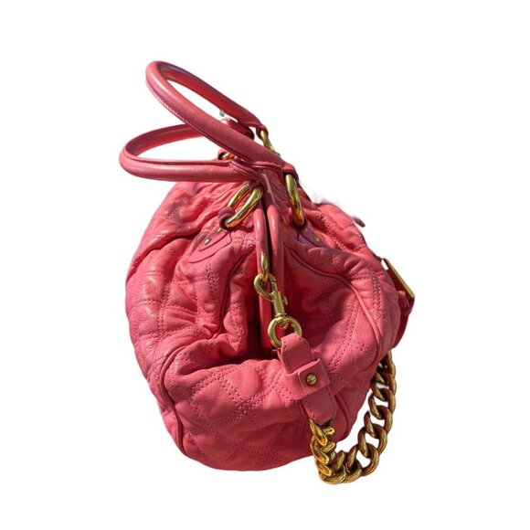 Marc Jacobs Pink Quilted Leather The Stam Bag, Luxury Oversized Rare Barbiecore - Picture 5 of 16
